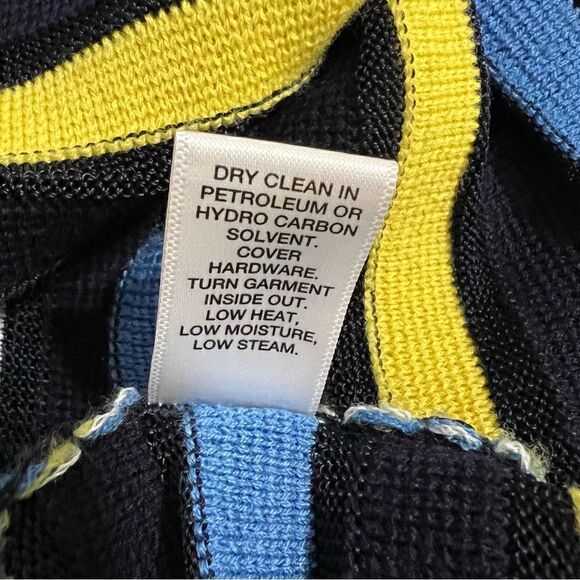 St. John‎ Blue and Yellow Striped Knit Side Slit Sweater - L - Picture 12 of 12